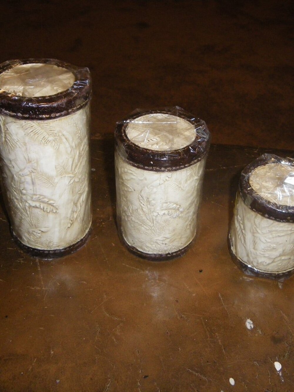 3 Large Elegant Embossed Candle Bill Blass Home Decor